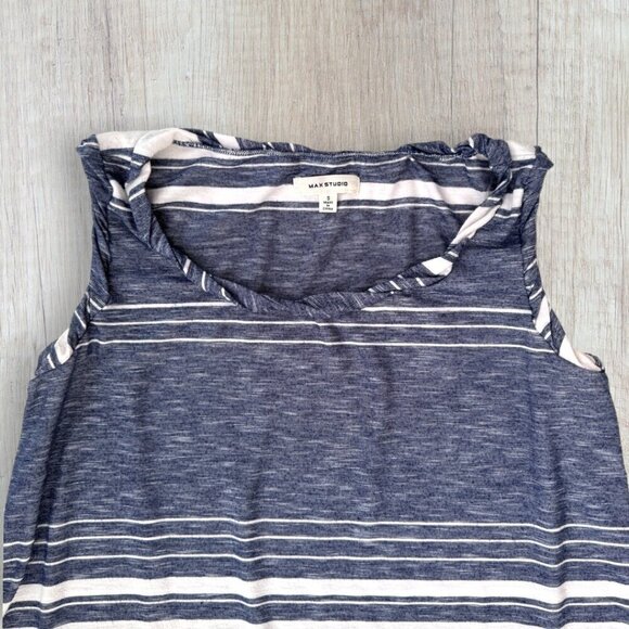 MAX STUDIO Blue White Striped Shift Stretch Knit Tank Dress Cover Up Women's S - Picture 2 of 5